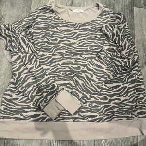 Gray by Grayson Social 2X Womens Grey Striped Crew Neck Sweater
